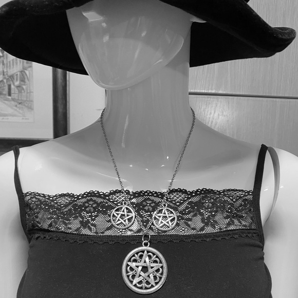 Pentagram Pentacle Pagan Wicca Metal Chain Pendant Necklace Witchy Gothic Occult - Picture 3 of 5